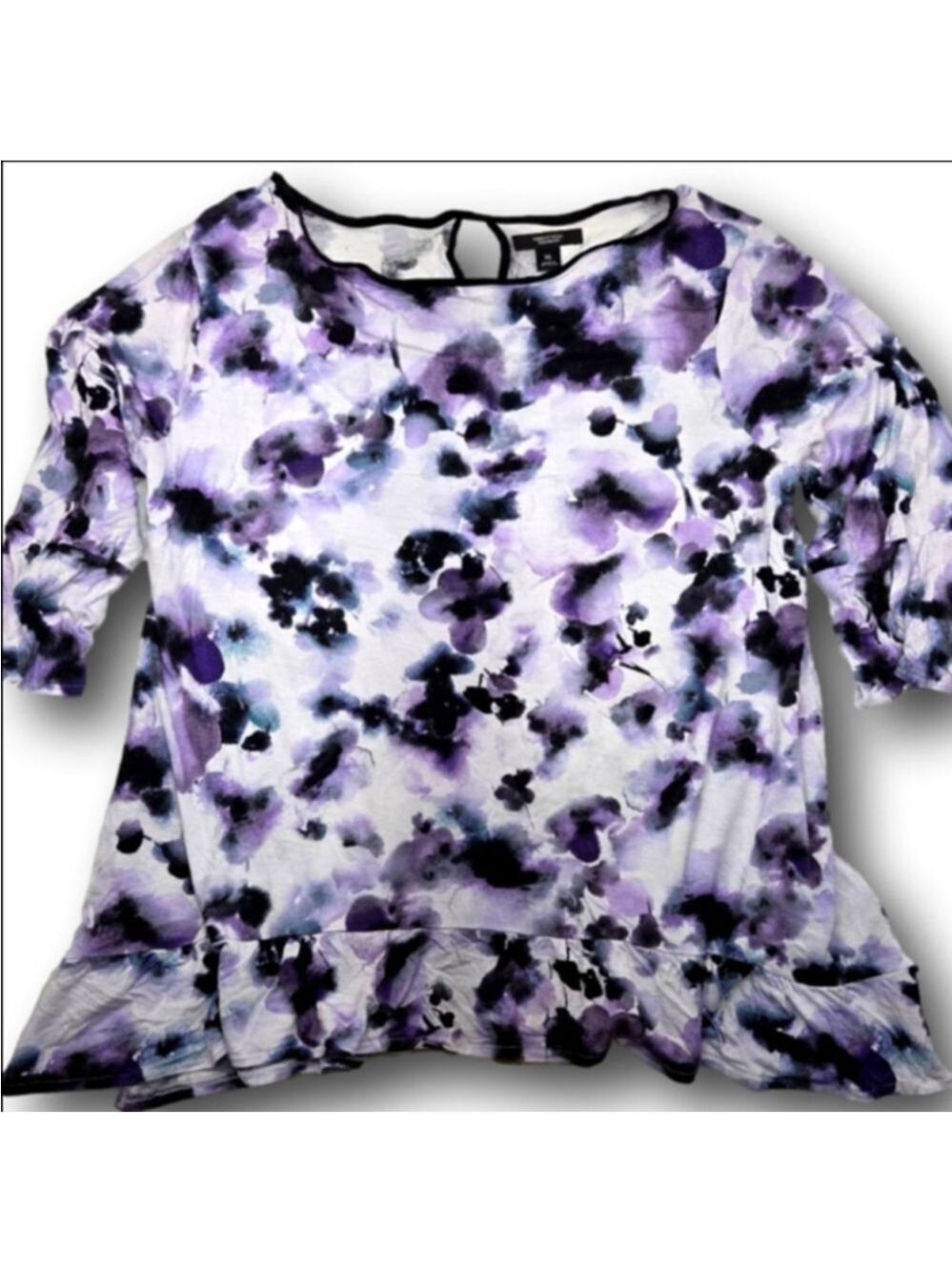 Women's Simply Vera Vera Wang Tunic XL Purple Black Floral